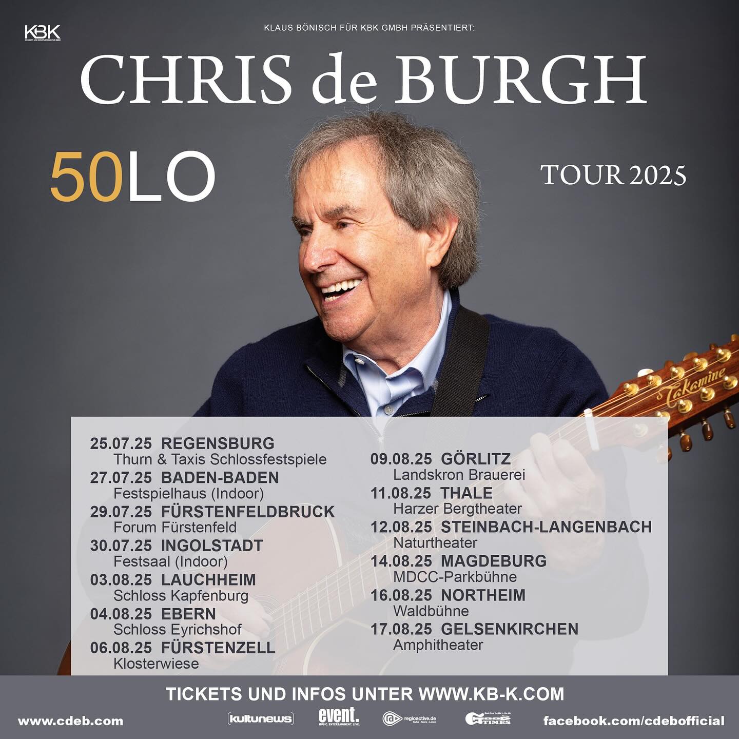 Chris de Burgh 50LO Tour Plakat 2025
